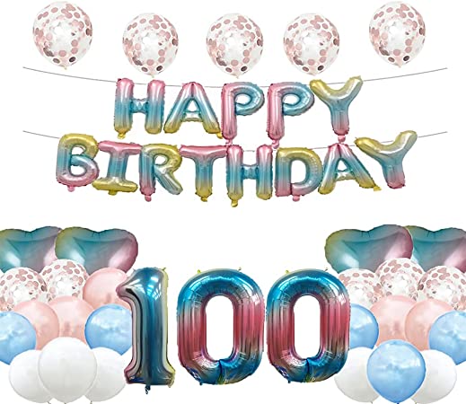 "Create a Rose Gold Birthday Party Decoration with Number 100 Balloons - Perfect for 100th Birthdays"