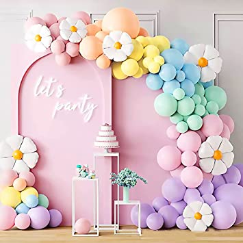 Pastel Balloon Arch Kit - 160Pcs Macaron Small Daisy Balloon Arch Garland Kit - Green Pink Blue Latex Balloon Garland Kit - Pastel Party Decorations for Birthday Wedding Bab