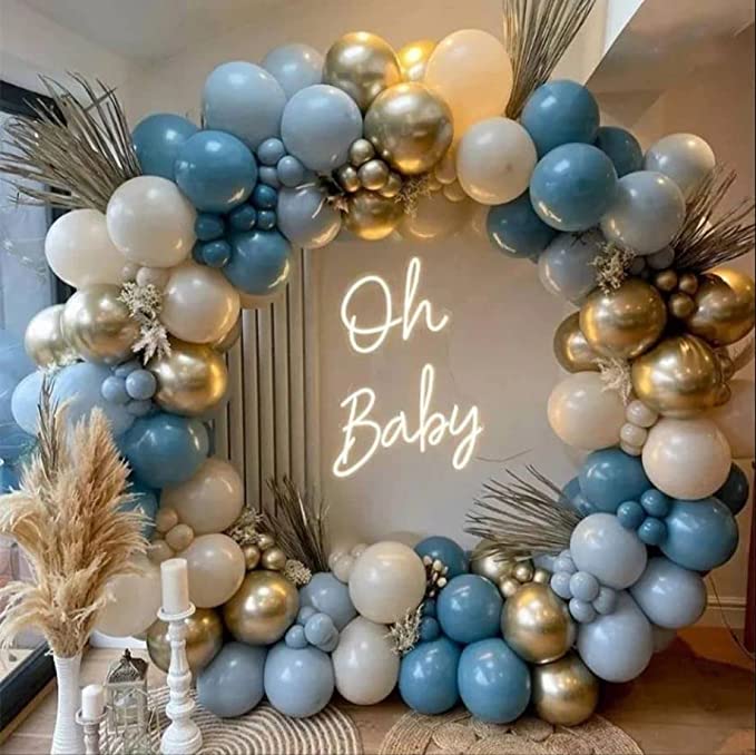 MinistryOfArchs Blue Balloon Arch Kit - 170 pcs Double Stuffed Balloon Arch, Navy Blue Garland Kit with Pump. For Baby Showers, Birthdays, and Celebrations!