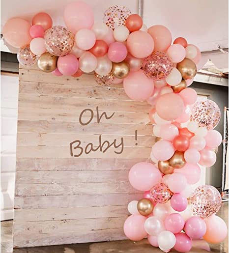 Pink Rosegold Confetti Balloon Garland