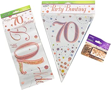 " Rose Gold 70th Birthday Decoration Kit for Him and Her"