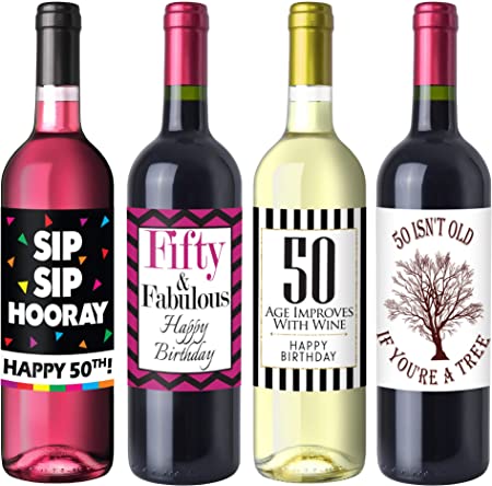"Chic 50th Birthday Wine Label Pack: Funny Gifts and Party Supplies for Women"