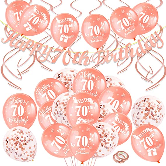 "HOWAF 70th Birthday Decoration Kit - Rose Gold Party Supplies"