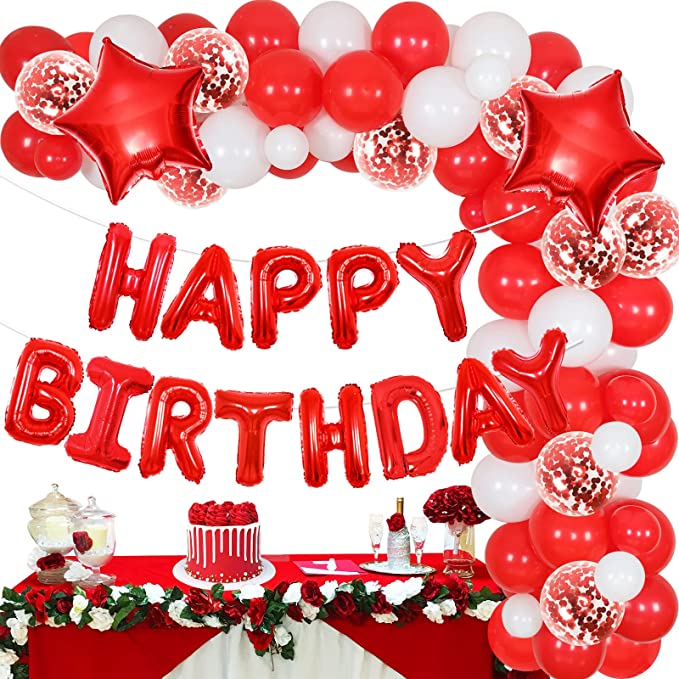 Red and White Balloon Garland Arch Kit for Birthday Celebrations