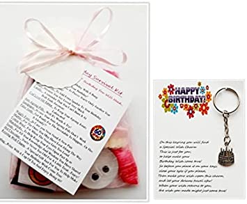 "60th Birthday Survival Kit: Fun Novelty Keepsake Gift - Unisex Birthday Keyring, Card Alternative (Pink)"