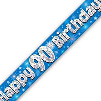 "Add a Pop of Blue to Your 90th Birthday Party - Foil Banner & Pennant Set"