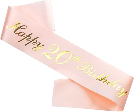 Rose Gold 20th Birthday Sash for Girls' Celebrations