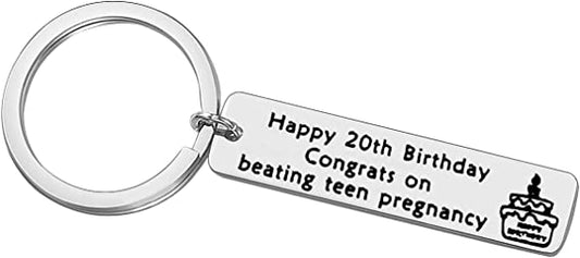 "Happy 20th Birthday Gift Keyring: Keychain Gift for Girls, Boys, Teens, Daughter"