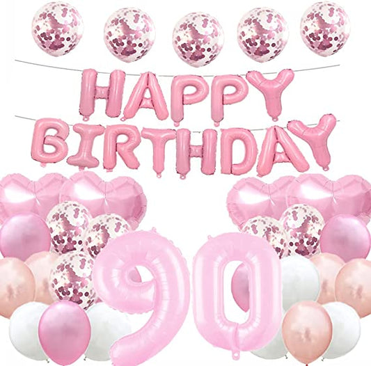 "Purple Number 90 Foil Balloons - Happy 90th Birthday Decorations - Latex Balloon Gifts"