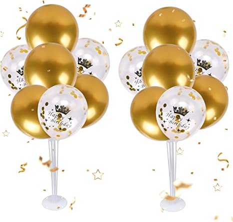 "Table Balloons Stand Kit - Gold Confetti Balloons - 100th Birthday Decorations"