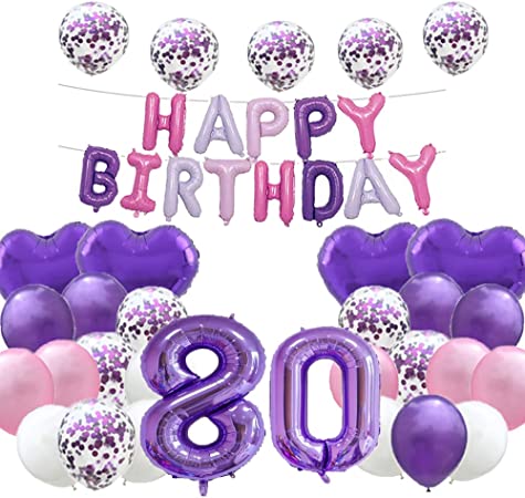 "Sweet 80th Birthday Balloon - Purple Number 80 Foil Mylar Balloon"