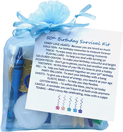 "Fun Happy Birthday Survival Gift Kit: Lilac or Royal Blue Options for Him/Her"