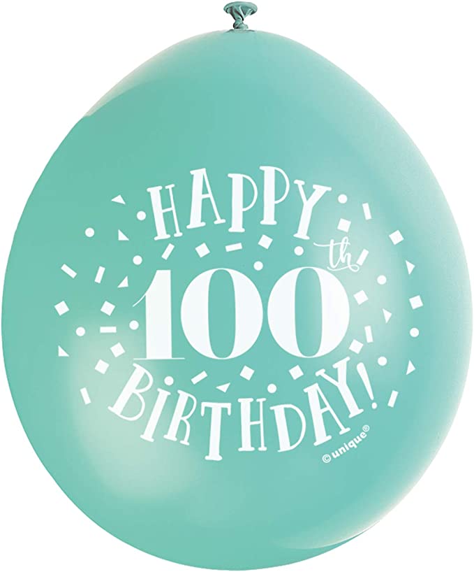 "Latex Assorted Happy 100th Birthday Balloons - Pack of 10"