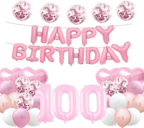 "Sweet 100th Birthday Balloon - Pink Foil Balloons - Party Supplies"