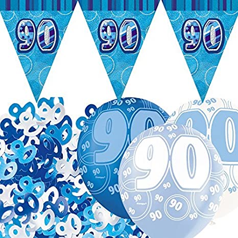 "Age 90 White and Rose Gold Party Decorations Kit - Balloon, Banner - Complete Birthday Supplies"