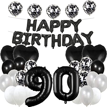 "Happy 90th Birthday Balloon Decoration - Rose Gold Foil Mylar Balloons - Crown Balloon"