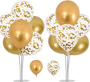 "Table Balloon Stand Kit with Gold Balloons - Stylish Party Decoration Set"