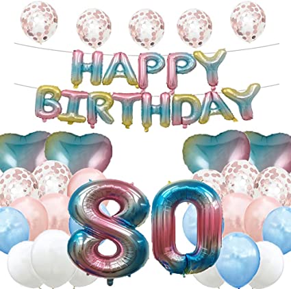 "Sweet 80th Birthday Balloon - Rainbow Number 80 Foil Mylar Balloon"