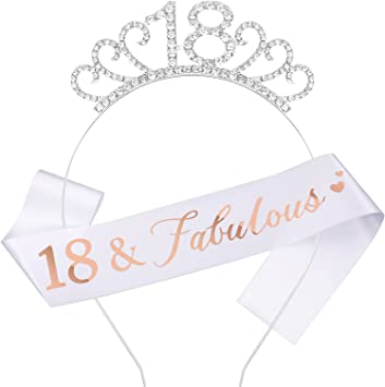 "Pinenuts 18th Birthday Sash and Tiara | Women Birthday Party Supplies and Decorations"