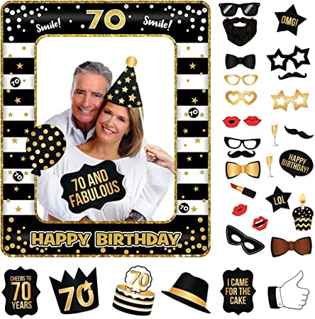 "Inflatable Selfie Frame & Photo Booth Props - Fun 70th Birthday Decorations"