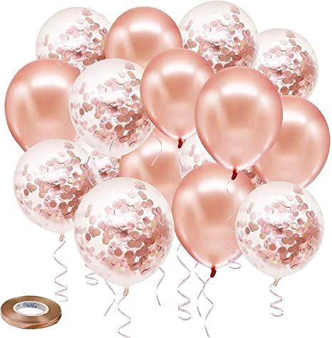 TAOHUIEU 30th Birthday Party Decoration - Rose Gold Birthday Decoration, Happy Birthday Banner, 30th birthday decorations with 30th Rose Gold Digital Balloon, Rose Gold Rain