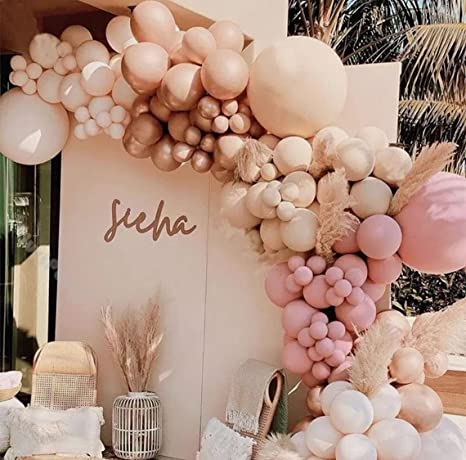 Balloon Arch & Garland Kit, 158 Pcs Blush Nude Party Balloons Decoration Set for girl Baby Shower, Wedding, Birthday, Graduation, Bachelorette, Engagement