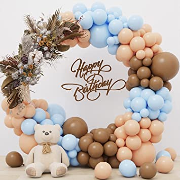 161 pcs Brown Nude Blue Balloons Brown Coffee Blue Balloon Garland Arch Kit