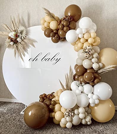 Brown Balloon Arch Kit - 129 Pack Neutral Balloon Arch - 5/10/18 Inch Brown Nude Balloons for Baby Shower Bridal Shower