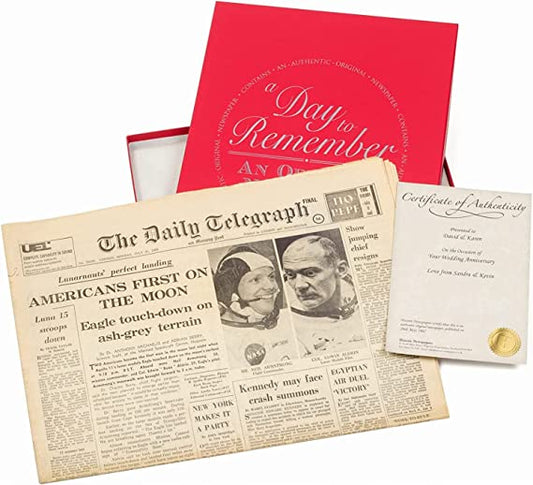 Signature Gifts Genuine Original Archive Historic Newspaper + Puzzle Book Gift Set - Unique + Very Rare - Gift for Parents or Grandparents, Mum, Dad, Gran or Grandpa - Born