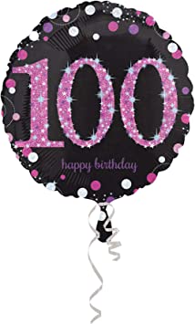 "Glittery Pink 100th Birthday Foil Balloon - Party Decoration"