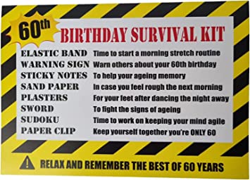 "60th Birthday Card - Survival Kit: Alternative Birthday Card Gift Idea for Him, Her, Sister, Brother, Friend"