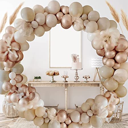 Balloon Arch Kit, Nude Balloon Garland,Beige Cream Apricot Double-Stuffed Party Decoration for Retro Boho Wedding Baby Shower and Birthday Party