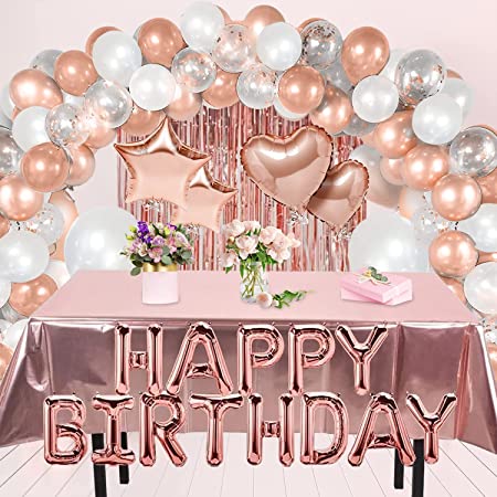 "Rose Gold Balloon Arch Kit - Confetti & White Balloons - Birthday Party Decorations"