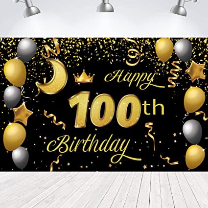 "Add Glamour to your 100th Birthday Cake with Black&Gold Glitter Cake Decorations"