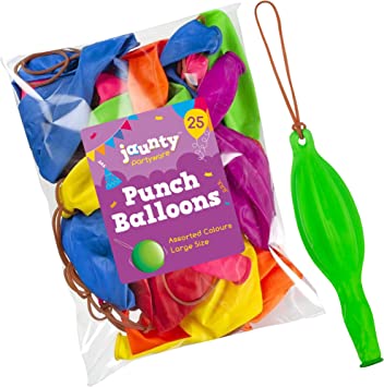 Jaunty Partyware 25 Large Punch Balloons for Kids - Ideal Party Bag Fillers for Kids - 12" Premium Quality - Punch Balloons for Party Bags Fillers for Kids - Punch Balloon K