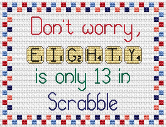 "Scrabble Birthday Anniversary Card Cross Stitch Kit - Handmade Gift"