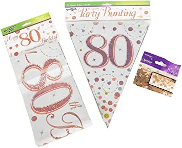 " 80th Birthday Decoration Kit - Banner, Bunting, Confetti"