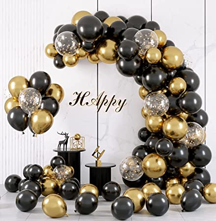 "Flixcart Black and Gold Balloon Arch Kit: Balloon Garland Kit for Various Occasions"