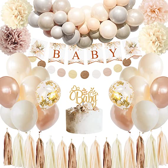 "Baby Shower Decorations Girls, Beige Cream Apricot Baby Shower Neutral Kit"