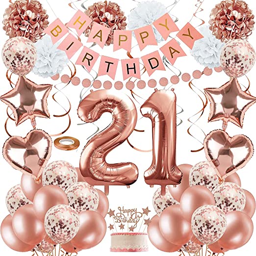 Rose Gold 21st Birthday Party Decorations for Her