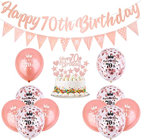 "Rose Gold 70th Birthday Decorations Kit - Complete Party Decoration Set"