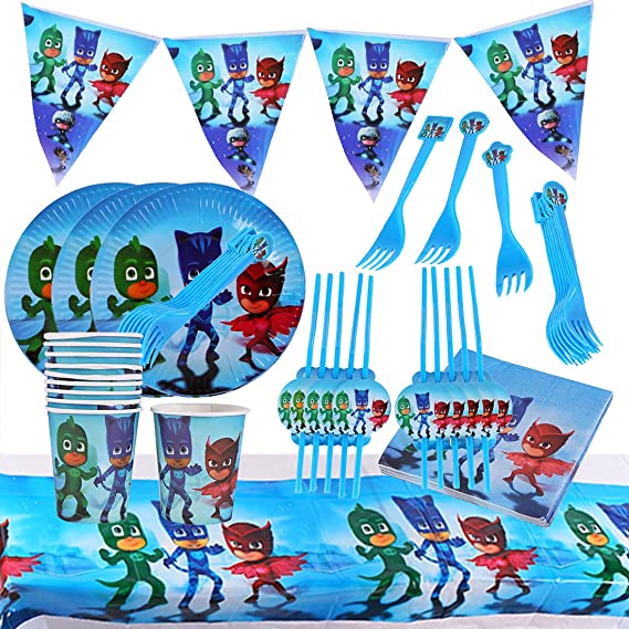 71 Piece Ninja Party Supplies Decoration Set Hanel-Ninja Tableware Kit - Paper Plates Napkins Cups Straws - Happy Birthday Decoration - Colorful Party Chain Garland Banner -