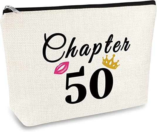 "50th Birthday Makeup Bag: Cosmetic Gift for Women Celebrating 50 Years"