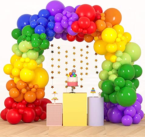 Rainbow Balloon Arch Garland Kit - 151PCS Rainbow Birthday Decorations, Rainbow Balloons for Boys Girls Kids Birthday Party, Baby Shower, Wedding Anniversary, Carnival Part