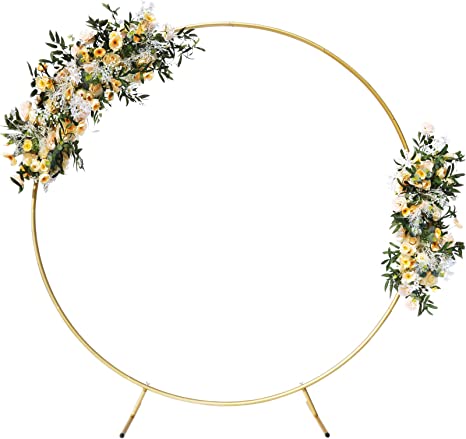 . Round Balloon Arch Stand Upgrade Aluminum Tube Gold Balloon Hoop Circle Arch Stand Kit for Birthday Party Wedding Baby