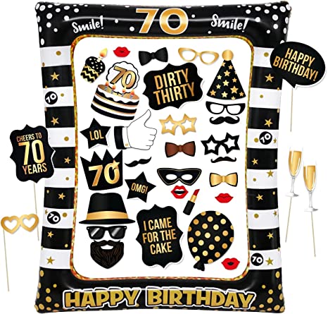 "70th Birthday Photo Booth Props - Funny Party Props for Birthday Celebration"