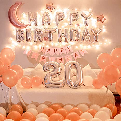 Rose Gold 20th Birthday Party Decorations Kit for Celebrations