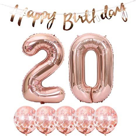 Rose Gold 20th Birthday Balloon Party Decorations