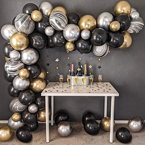 Black and Gold Balloon Arch Kit for Party Decorations