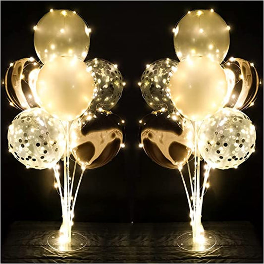 "Light Up Balloons Stand Kit - Silver Table Centrepiece Decoration - Party, Wedding, Anniversary"